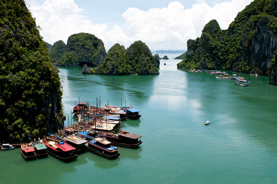 Tourist boats, Halong Bay, Vietnam
