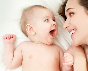 happy mother with baby