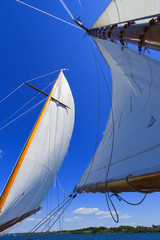 Fototapeta premium Views of the private sail yacht.