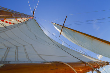 Fototapeta premium Views of the private sail yacht.