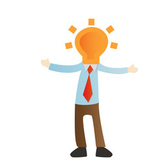 Businessman with bulb light on white background