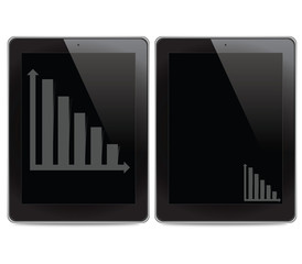 Graph icon on tablet computer background