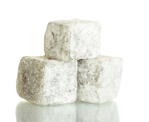 tasty pieces of turkish delight isolated on white