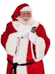 Weihnachtsmann nutzt Telefon