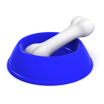 3d Blue Dog Bowl And Bone