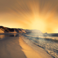 Fototapety  Zachód słońca na plaży?