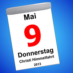 Kalender auf blau - 05.05.2013 - Christi Himmelfahrt