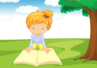 Obraz na płótnie Canvas a girl reading book