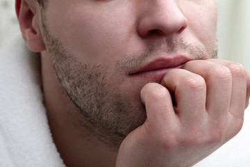 Fototapeta premium cloce-up portrait of unshaven young man