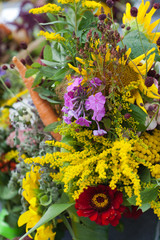 beautiful bouquets of flowers and herbs