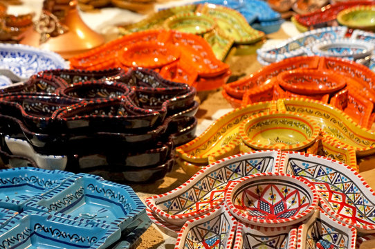 Handmade Tunisian decorated plates