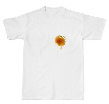 coffee drink stain on a t shirt