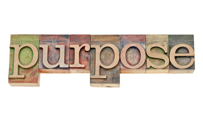 purpose word in letterpress wood type