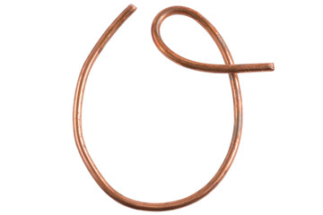 Copper metal wire in the form of letter O, modern US calligraphy