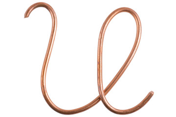 Copper metal wire in the form of letter U, modern US calligraphy