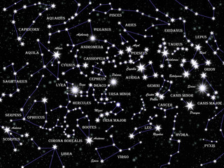 Famous constellations and stars in the night sky - obrazy, fototapety, plakaty