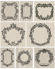 Set of vintage frames and design elements