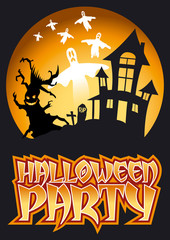 Halloween Party Graphic with Ghosts & /Scary Tree
