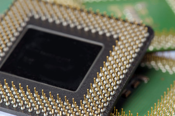 Close up of CPU processors (various colors)