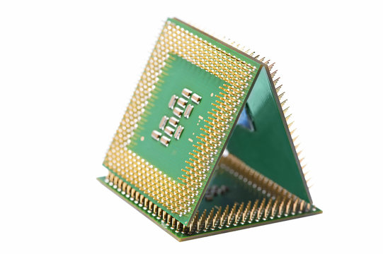 Three CPU processors in the form of a pyramidion (Close up)