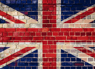 UK flag on a brick wall background