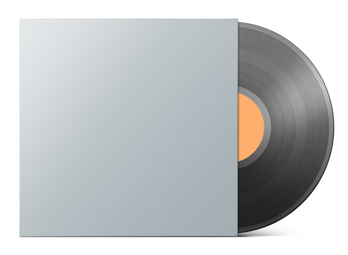 Vinyl record in blank cover envelope isolated
