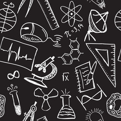 Science drawings  on seamless pattern