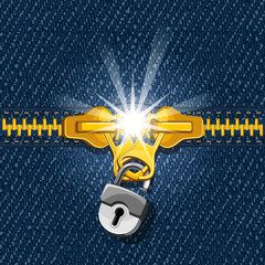 Two zipper on denim background © Pagina