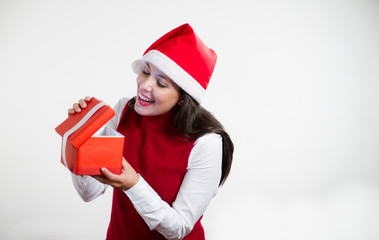 christmas girl opening box