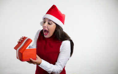 christmas girl opening box