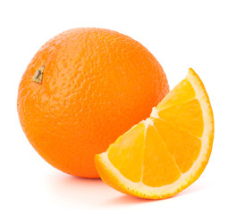 Whole orange fruit and his segment or cantle