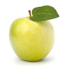 Sweet green apple with  leaf