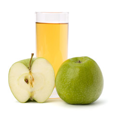 apple juice in glass and apple