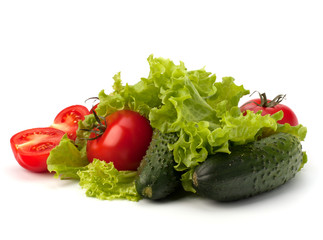 Tomato, cucumber vegetable and lettuce salad