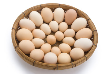 eggs in a basket with clipping path