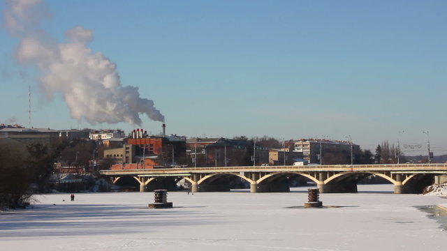 Bridge over the frozen river
