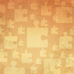 Jigsaw icon on old paper background and pattern