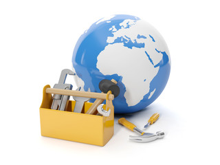 3d illustration: Environmental protection. Model of the earth an