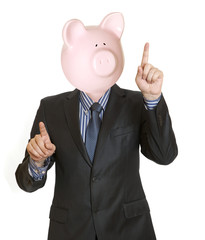 Businessman with a piggy bank head
