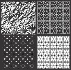 Monochrome geometrical patterns  set (seamlessly tiling)