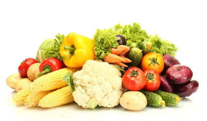 Fresh vegetables isolated on white