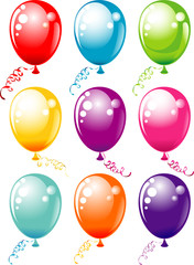 Vector colorful party balloons isolated on white background