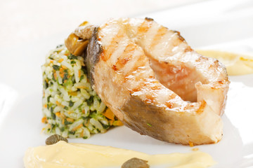 fish steak with rice