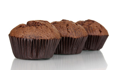 Fresh muffins isolated on white
