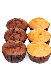 Fresh muffins isolated on white