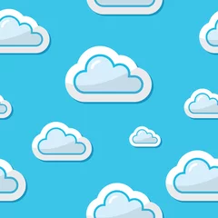 Poster Im Rahmen Nahtlose Wolken auf Hintergrund des blauen Himmels, Muster © redkoala