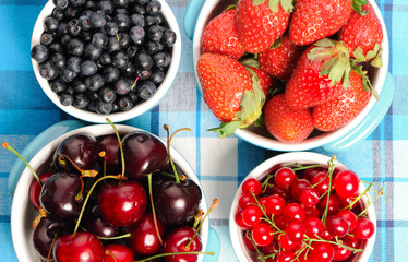 Wild berries in bowls