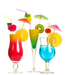 Stock image of alcohol cocktails over white background