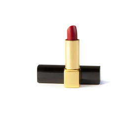 Red lipstick isolated on white background
