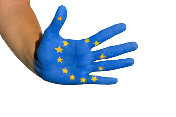 Hand mit Europaflagge